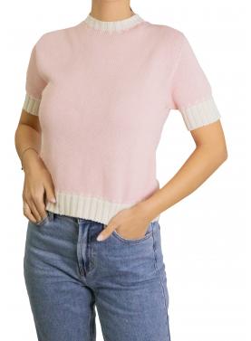 Maglioncino in cotone bicolore manica corta 